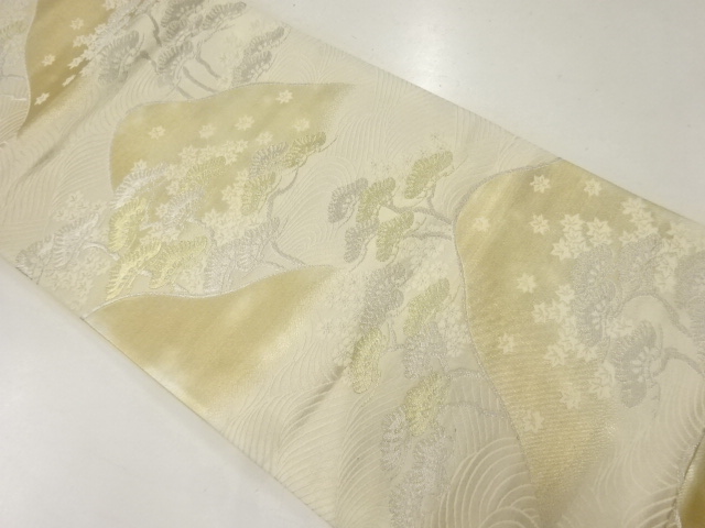 アンティーク　山に松・流水模様織り出し袋帯（材料）